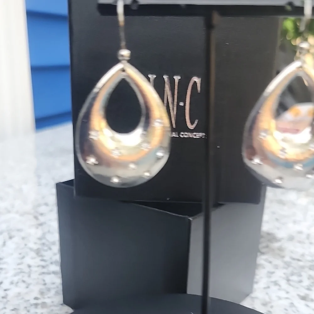 INC International Concepts Silver Teardrop Earrings